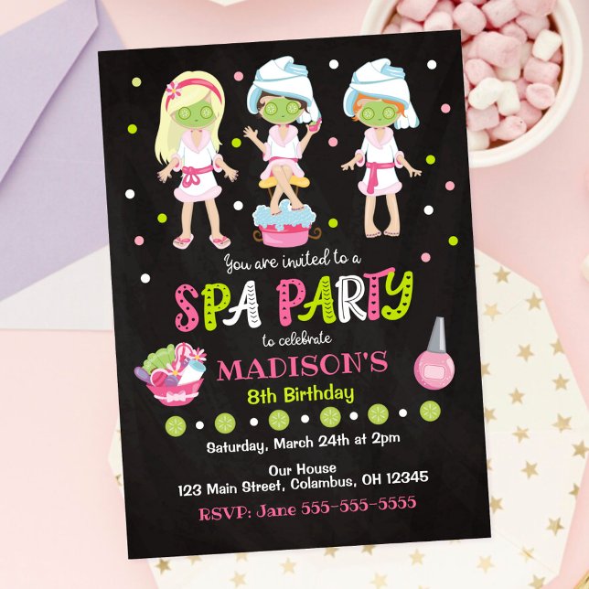 Invitation d'anniversaire pour une fête au spa (Créateur téléchargé)
