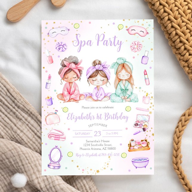 Invitation d'anniversaire pour une fête au spa (Créateur téléchargé)