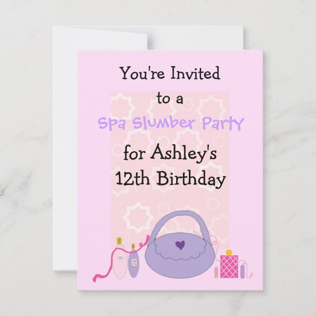 Invitation d'anniversaire pour une fête au spa (Devant)