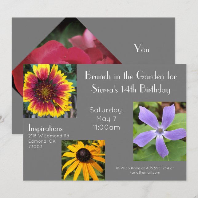 Invitation d'anniversaire pour une fête brunch au  (Devant / Derrière)