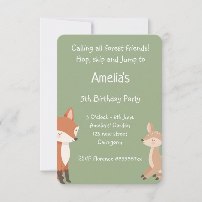Invitation d'anniversaire pour une fête d'animaux  (Devant)