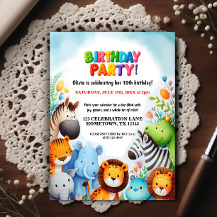 Invitation d'anniversaire pour une fête d'animaux