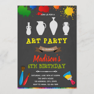 Invitation d'anniversaire pour une fête d'art de p