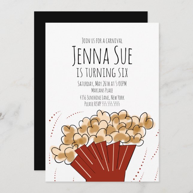 Invitation d'anniversaire pour une fête de cinéma  (Devant / Derrière)