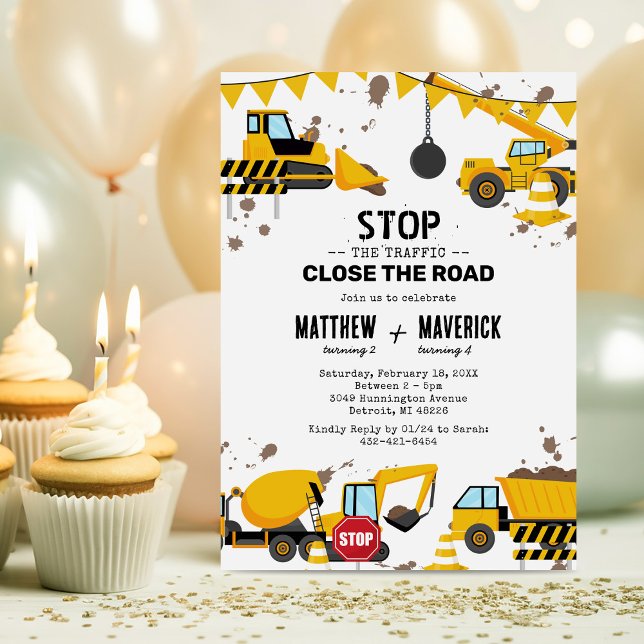 Invitation d'anniversaire pour une fête de constru (Créateur téléchargé)