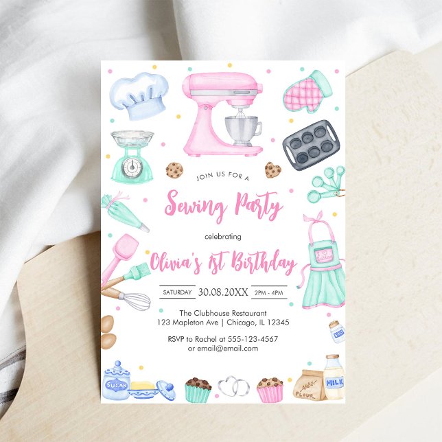 Invitation d'anniversaire pour une fête de couture (Créateur téléchargé)
