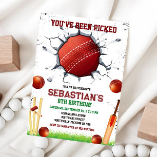 Invitation d'anniversaire pour une fête de cricket