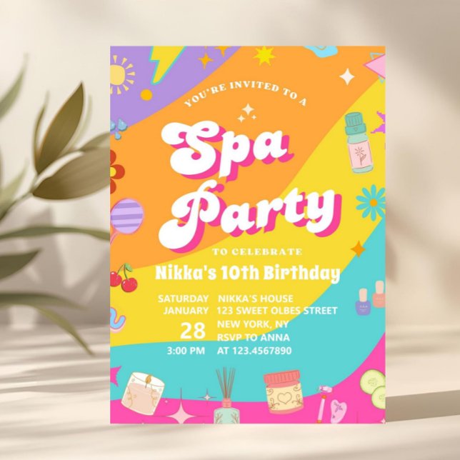 Invitation d'anniversaire pour une fête de détente (spa birthday invitation, girls spa party invite, pamper party invite, kids spa birthday, sleepover s)