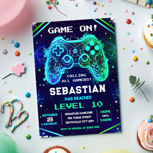 Invitation d'anniversaire pour une fête de joueur  (Créateur téléchargé)