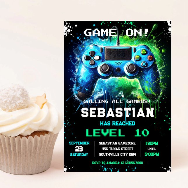 Invitation d'anniversaire pour une fête de joueur  (Créateur téléchargé)