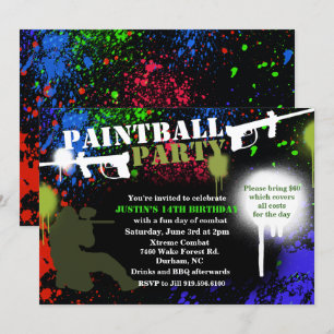 Invitation d'anniversaire pour une fête de paintba