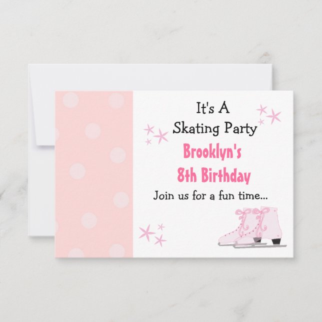 Invitation d'anniversaire pour une fête de patinag (Devant)