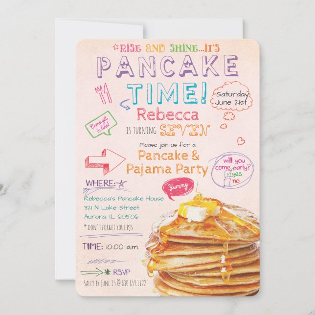 Invitation d'anniversaire pour une fête de pyjama  (Devant)