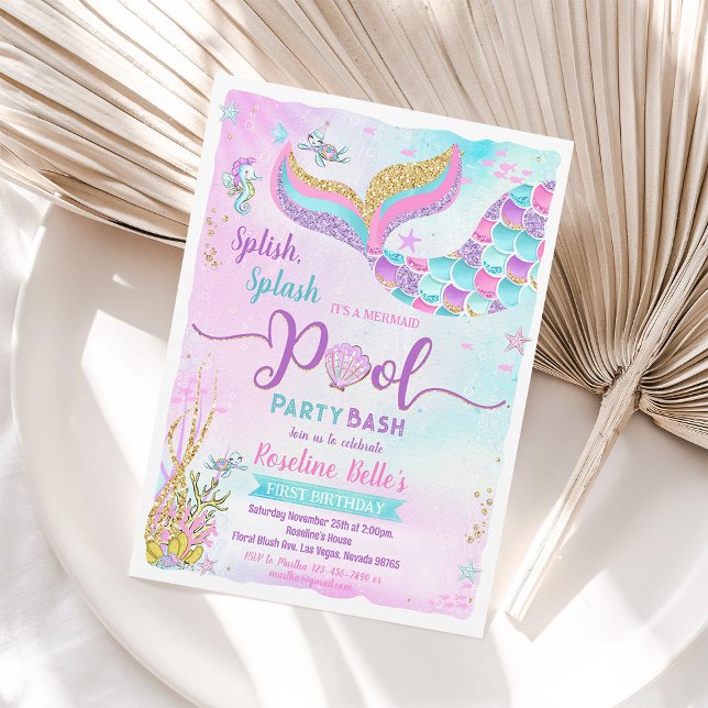 Invitation d'anniversaire pour une fête de sirène  (Créateur téléchargé)