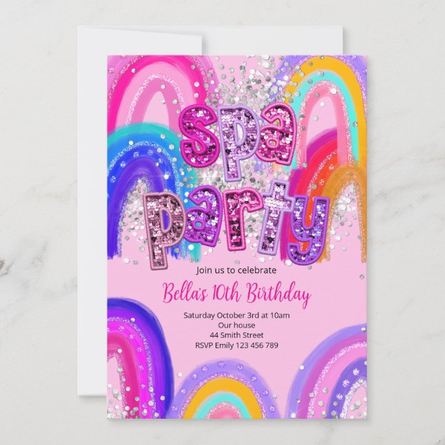 Invitation d'anniversaire pour une fête de spa (Devant)