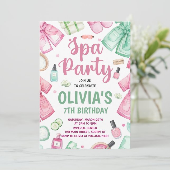 Invitation d'anniversaire pour une fête de Spa, An (Debout devant)