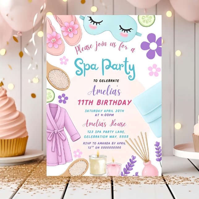 Invitation d'anniversaire pour une fête de spa, Fi (Créateur téléchargé)