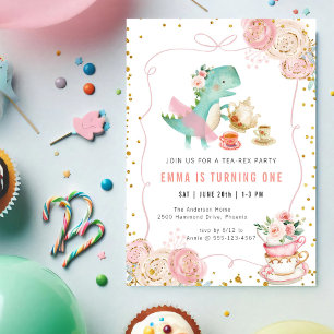 Invitation d'anniversaire pour une fête de thé aux