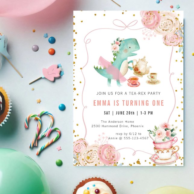 Invitation d'anniversaire pour une fête de thé aux (Créateur téléchargé)