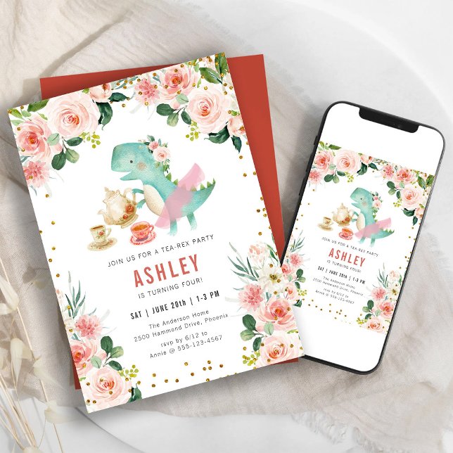 Invitation d'anniversaire pour une fête de thé aux (Créateur téléchargé)