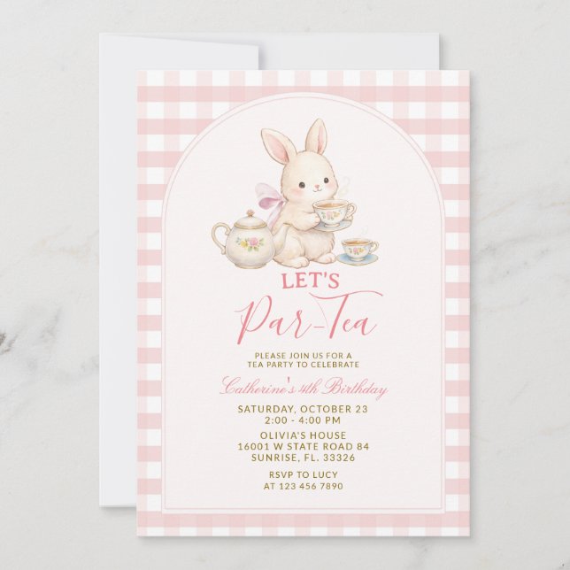 Invitation d'anniversaire pour une fête de thé ave (Devant)