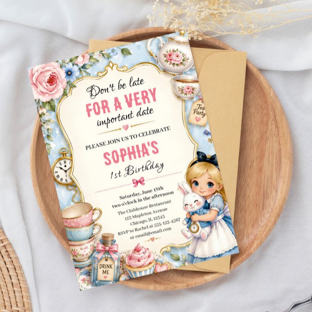 Invitation d'anniversaire pour une fête de thé d'A (Créateur téléchargé)