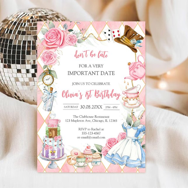 Invitation d'anniversaire pour une fête de thé d'A (Créateur téléchargé)