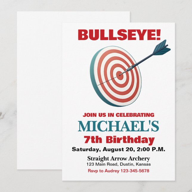 Invitation d'anniversaire pour une fête de tir à l (Devant / Derrière)