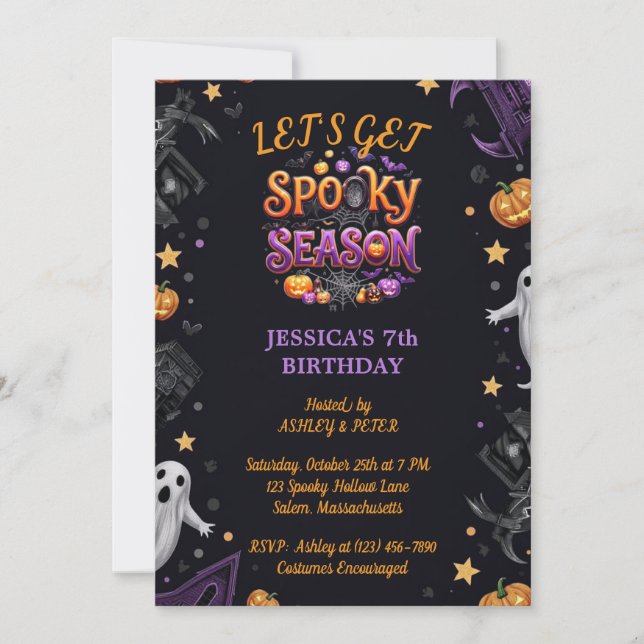 Invitation d'anniversaire pour une fête d'Hallowee (Devant)