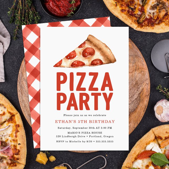 Invitation d'anniversaire pour une fête pizza à l' (Créateur téléchargé)