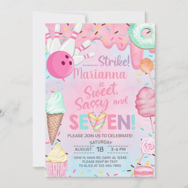 Invitation d'anniversaire pour une fille de 7 ans  (Devant)