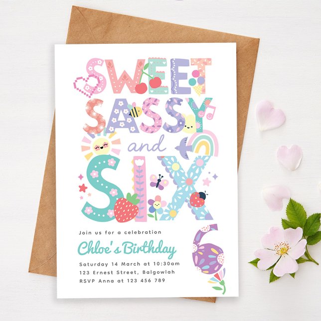 Invitation d'anniversaire pour une fille de six an (Créateur téléchargé)