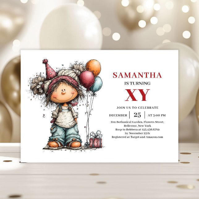 Invitation d'anniversaire pour une jolie fille Idé (Cute Girl Birthday Invitation Aesthetic Party Ideas)