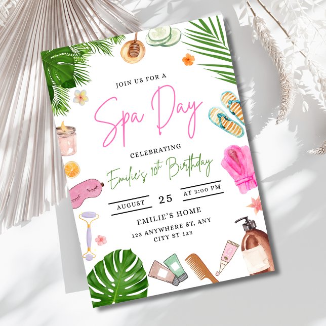 Invitation d'anniversaire pour une journée au spa, (Créateur téléchargé)