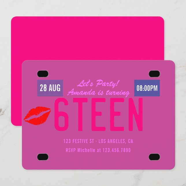 Invitation d'anniversaire pour une plaque d'immatr (Devant / Derrière)