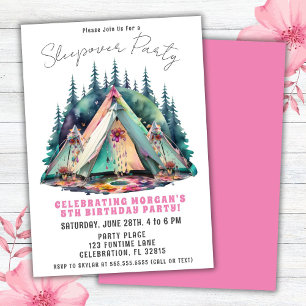 Invitation d'anniversaire pour une soirée camping