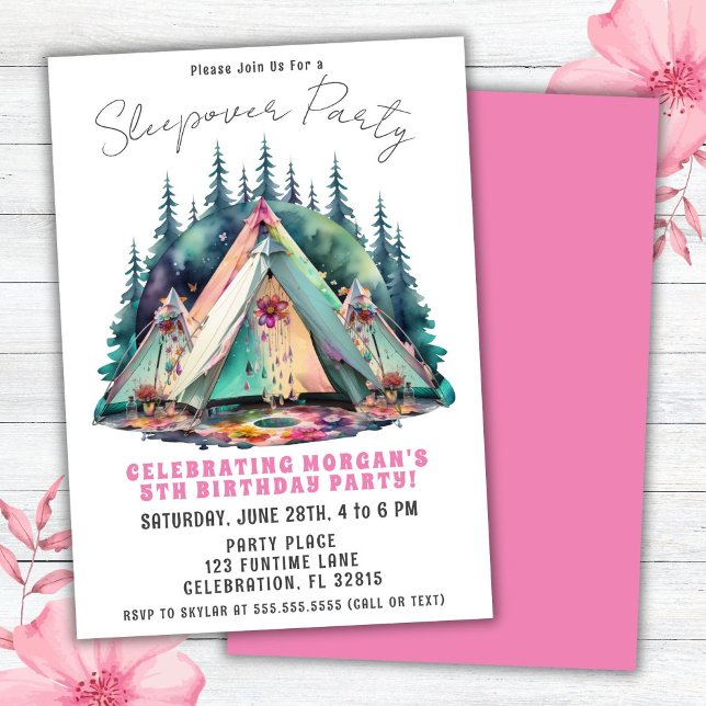 Invitation d'anniversaire pour une soirée camping  (Créateur téléchargé)
