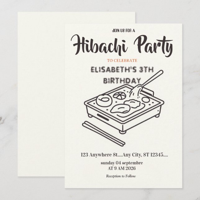 Invitation d'anniversaire pour une soirée de dîner (Devant / Derrière)