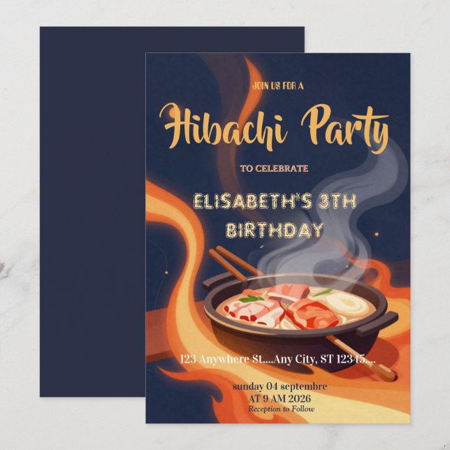 Invitation d'anniversaire pour une soirée de dîner (Devant / Derrière)