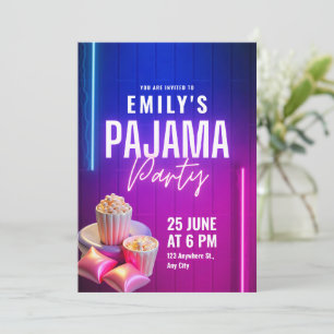 Invitation d'anniversaire pour une soirée pyjama, 