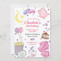 Invitation d'anniversaire pour une soirée pyjama