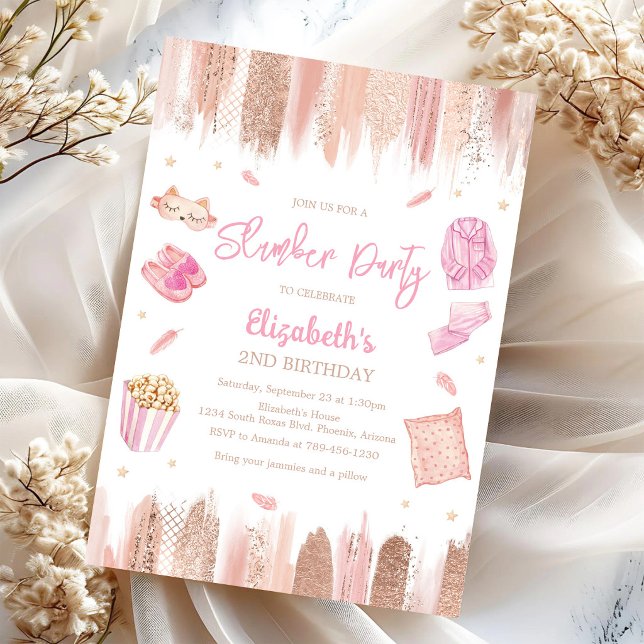 Invitation d'anniversaire pour une soirée pyjama (Créateur téléchargé)