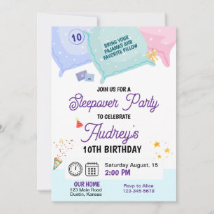 Invitation d'anniversaire pour une soirée pyjama