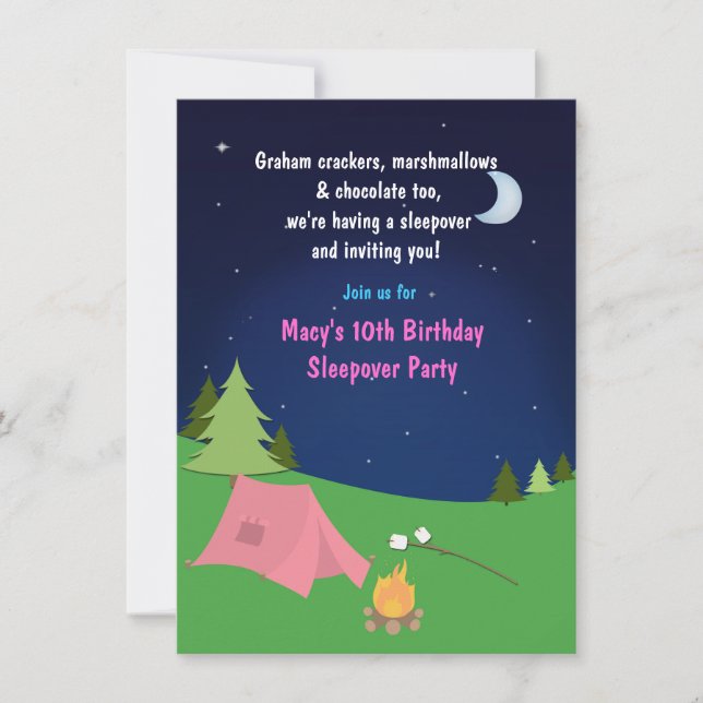 Invitation d'anniversaire pour une soirée pyjama d (Devant)