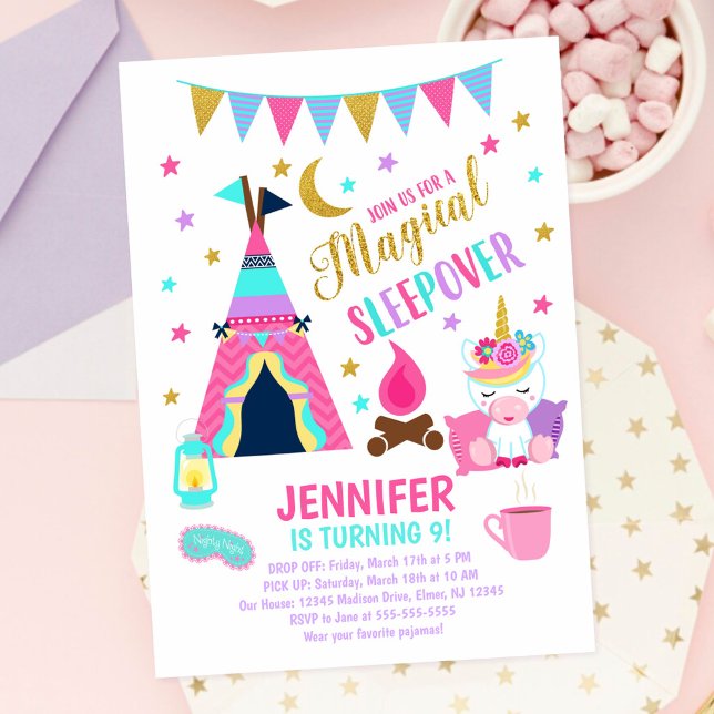 Invitation d'anniversaire pour une soirée pyjama l (Créateur téléchargé)