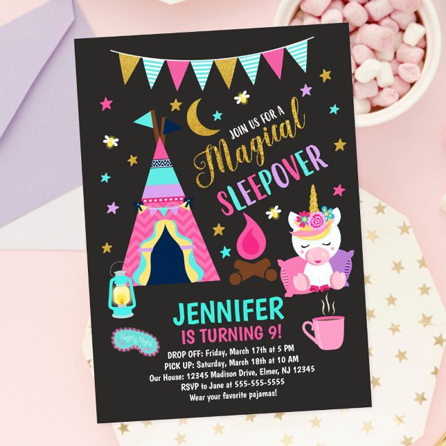 Invitation d'anniversaire pour une soirée pyjama l (Créateur téléchargé)