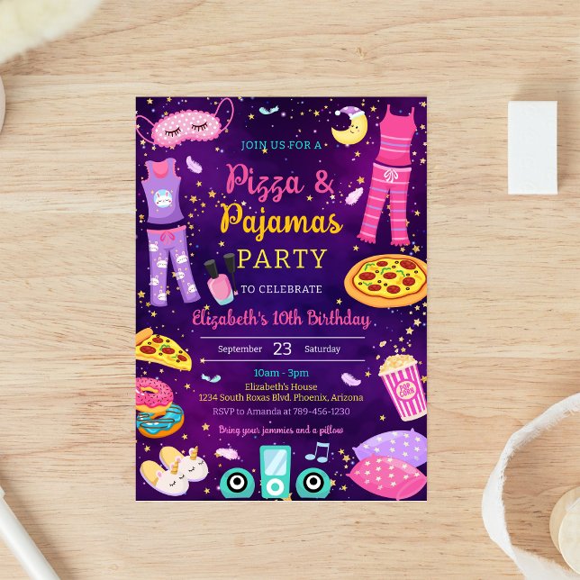 Invitation d'anniversaire pour une soirée pyjama p (Créateur téléchargé)