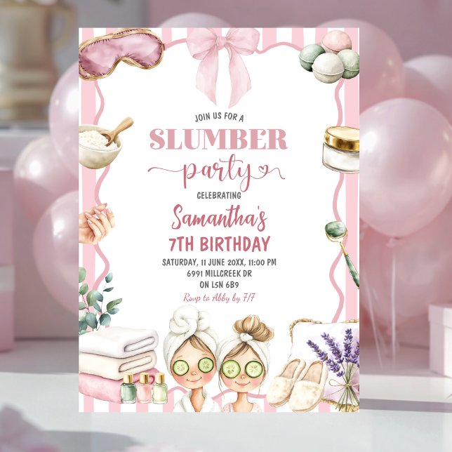 Invitation d'anniversaire pour une soirée pyjama s (Créateur téléchargé)