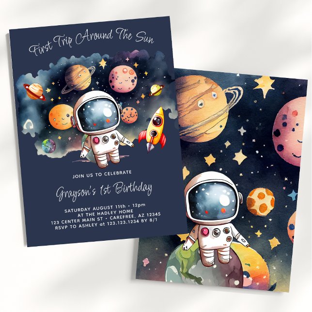 Invitation d'anniversaire Premier Bleu Planètes Es (Créateur téléchargé)