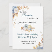 Invitation d'anniversaire premier Boho Blue Little